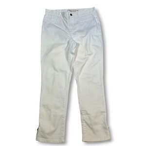 Lauren Jeans Co. Ralph Lauren White Zip Hem Crop‎ Pants Women's Size 6P